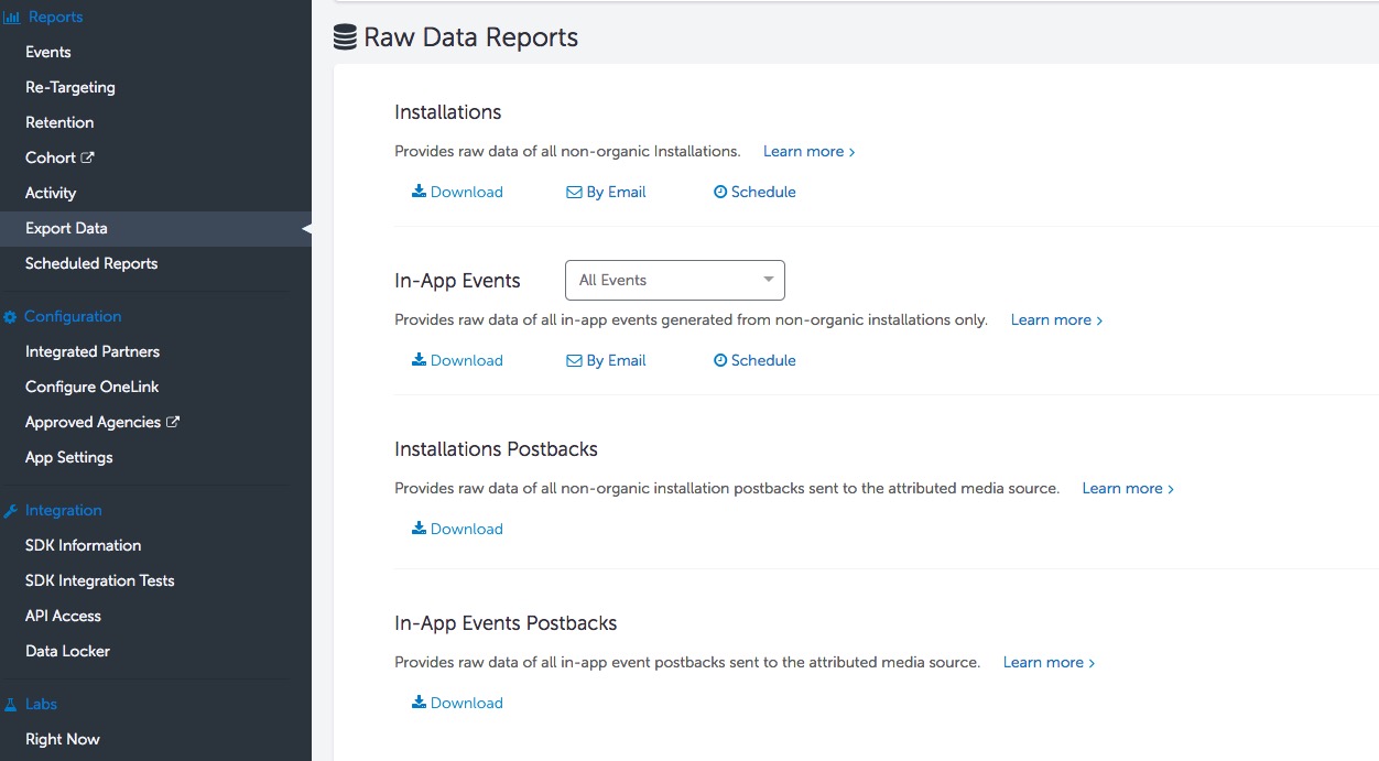 Export data