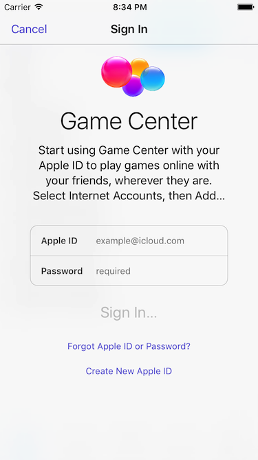 Gamecenter login_2