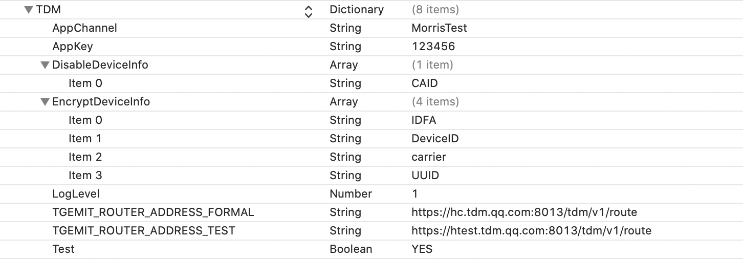 iOS configuration example's screenshot