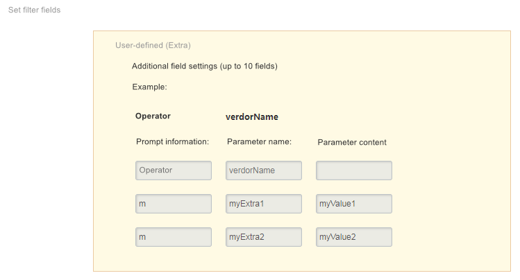 Two filtering fields - user-defined (Extra) - Feiying configuration example